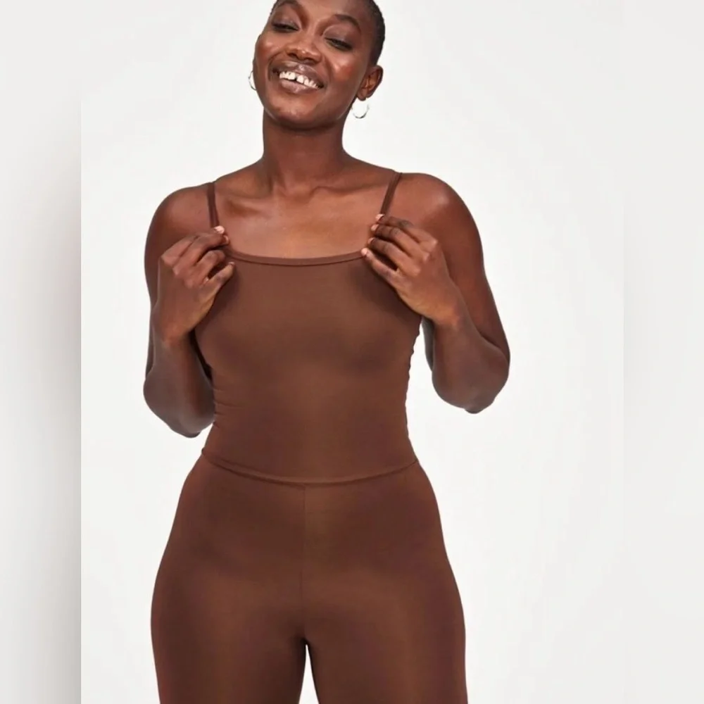 NWT Girlfriend Collective brown cami unitard size med‎
